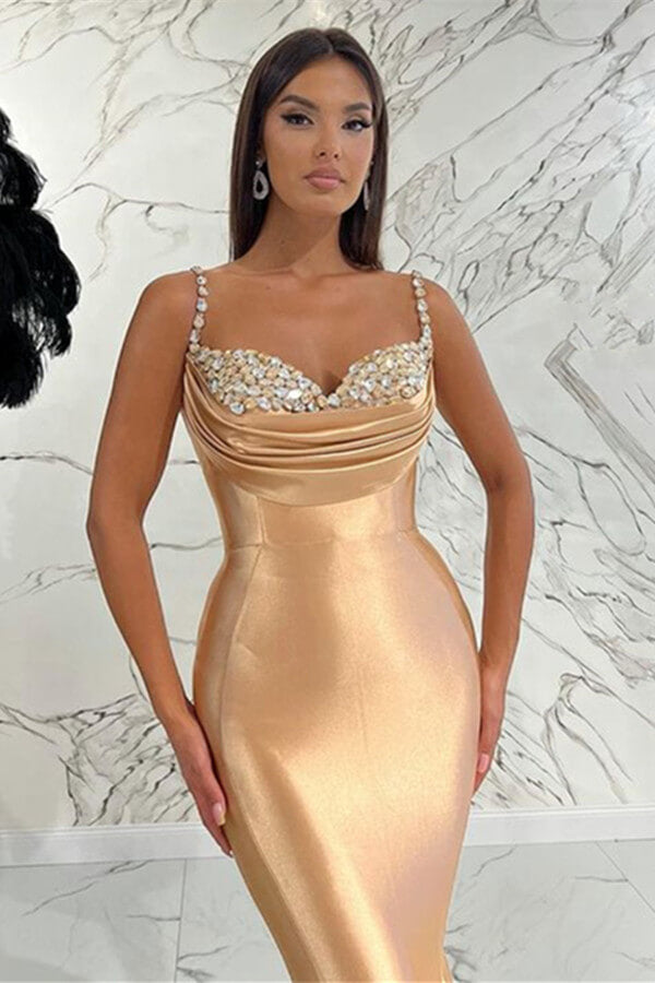 Spaghetti-Strap Mermaid Sweetheart Evening Dress with Sequins Online BM bride