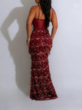 Black Sequin Prom Dress with Sleeveless V Neck and Long Evening Gown BM bride