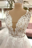 Sweetheart A-Line Floor-Length Wedding Dress with Lace Appliques and Tulle BM bride