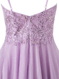 Charming Short Spaghetti Strap Glitter Tulle A-Line Homecoming Dress BM bride