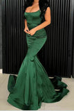 Green Spaghetti-Straps Mermaid Evening Dress BM bride