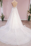 Sweetheart A-Line Backless Wedding Dress with Lace Appliques and Tulle BM bride