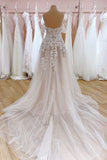 Off-the-Shoulder Train A-Line Wedding Dress with Sweetheart Backless Tulle BM bride