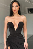 Black Sweetheart Mermaid Evening Dress with Split BM bride