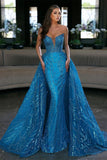 Royal Blue Sequin Sleeveless Strapless Long Evening Prom Dress BM bride