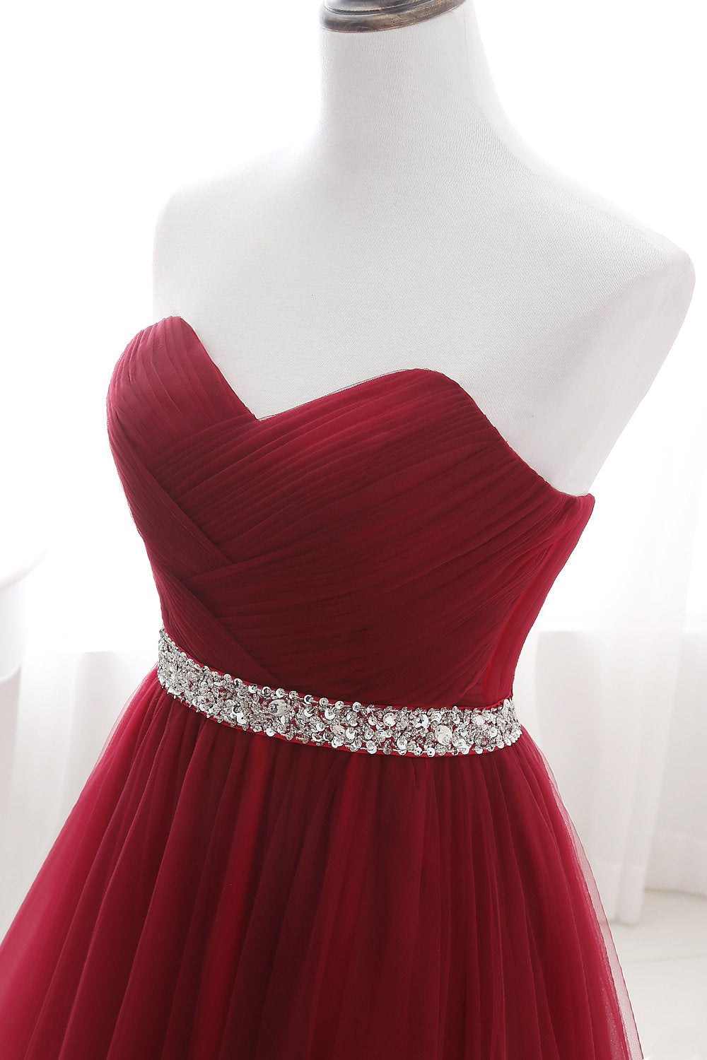 Burgundy Sweetheart Long Evening Dress BM bride