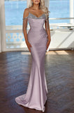 Elegant Lavender Long Evening Dress Prom Dress Spaghetti Strap with Pleated Sequins Tassel BM bride