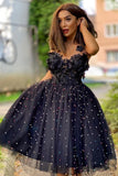 Beautiful A-Line Beaded Tulle Homecoming Dress with Delicate Flowers BM bride