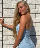 Sky Blue Mermaid Prom Dress with Slit BM bride