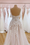 Off-the-Shoulder Train A-Line Wedding Dress with Sweetheart Backless Tulle BM bride