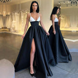 Black and White Spaghetti-Straps Prom Dress BM bride