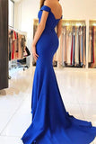 Off-the-Shoulder Royal Blue Mermaid Evening Dress BM bride