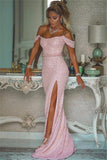 Pink Sequin Mermaid Evening Dress with Split BM bride