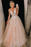 V-Neck Sleeveless Tulle Evening Dress BM bride