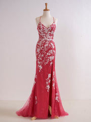 Chic Mermaid Spaghetti Straps Lace Prom Dress for an Elegant Evening Look