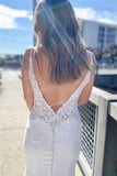 Spaghetti Strap Mermaid Wedding Dress with Applique BM bride