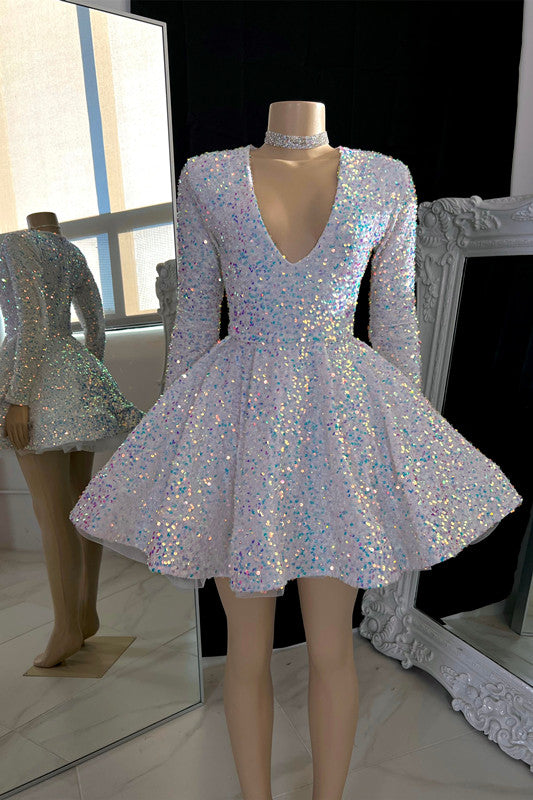 Amazing V-neck A-line Mini Prom Dress With Beading-BMbride.com