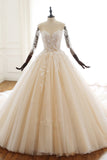 Sweetheart Long Sleeve Ball Gown Wedding Dress with Tulle Lace BM bride