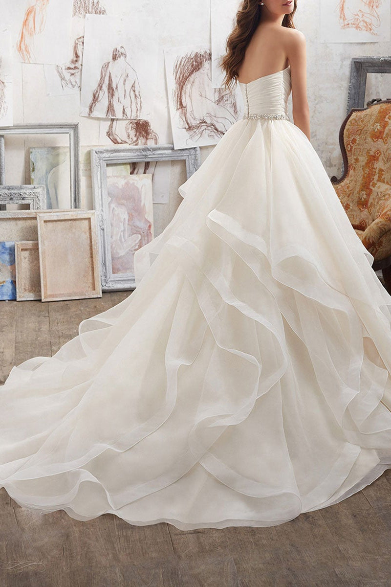 Sweetheart Tulle Wedding Dress with Ruffles BM bride