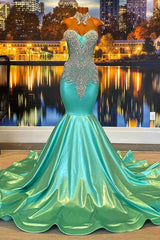 Beautiful High-neck Sweetheart Sleeveless Mermaid Prom Dress With Beading-BMbride.com