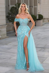 Beautiful Sweetheart Lace Split Front Prom Dress With Beading-BMbride.com