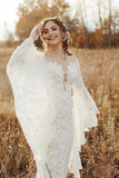 Long Sleeve Floor-Length Mermaid Wedding Dress with Lace BM bride