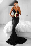 Black Sequins Mermaid Prom Dress BM bride