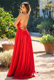 Red Mermaid Evening Dress Spaghetti Strap Long with Split BM bride