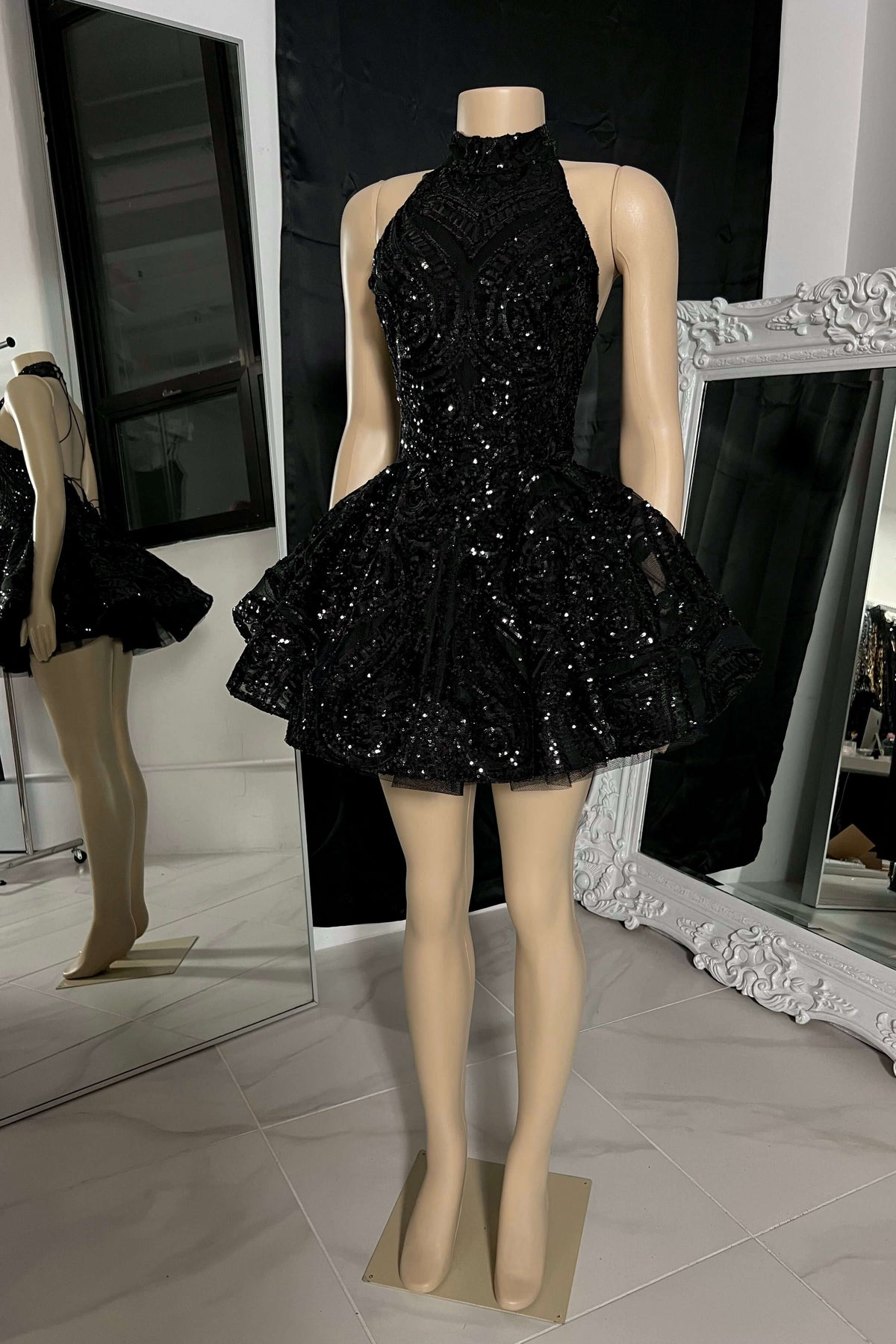 Charming High-neck Sleeveless MIni Prom Dress With Beading-BMbride.com