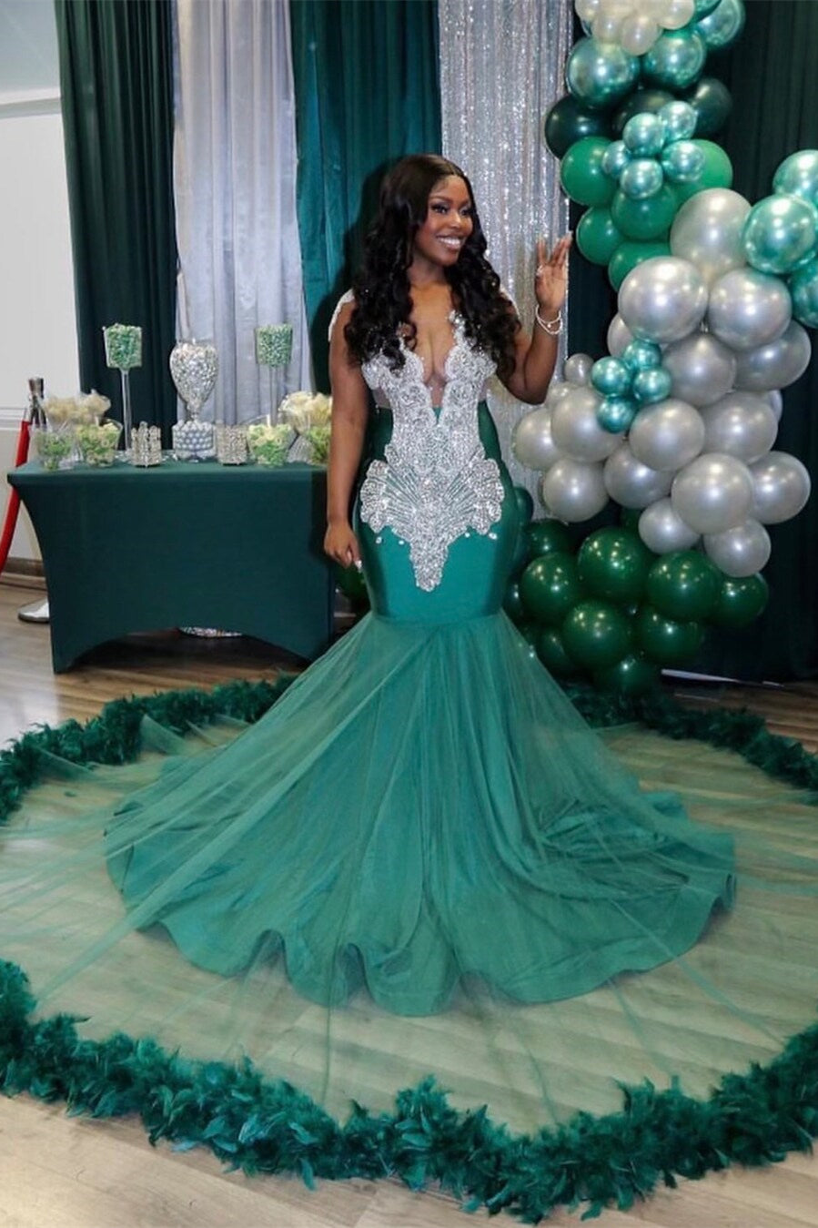 Charming V-neck Sleeveless Mermaid Prom Dress-BMbride.com