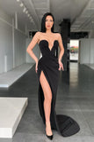 Black Sweetheart Mermaid Evening Dress with Split BM bride