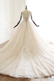 Sweetheart Long Sleeve Ball Gown Wedding Dress with Tulle Lace BM bride