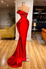 Designer Long Red Glitter Sleeveless Mermaid Evening Dresses-BMbride.com