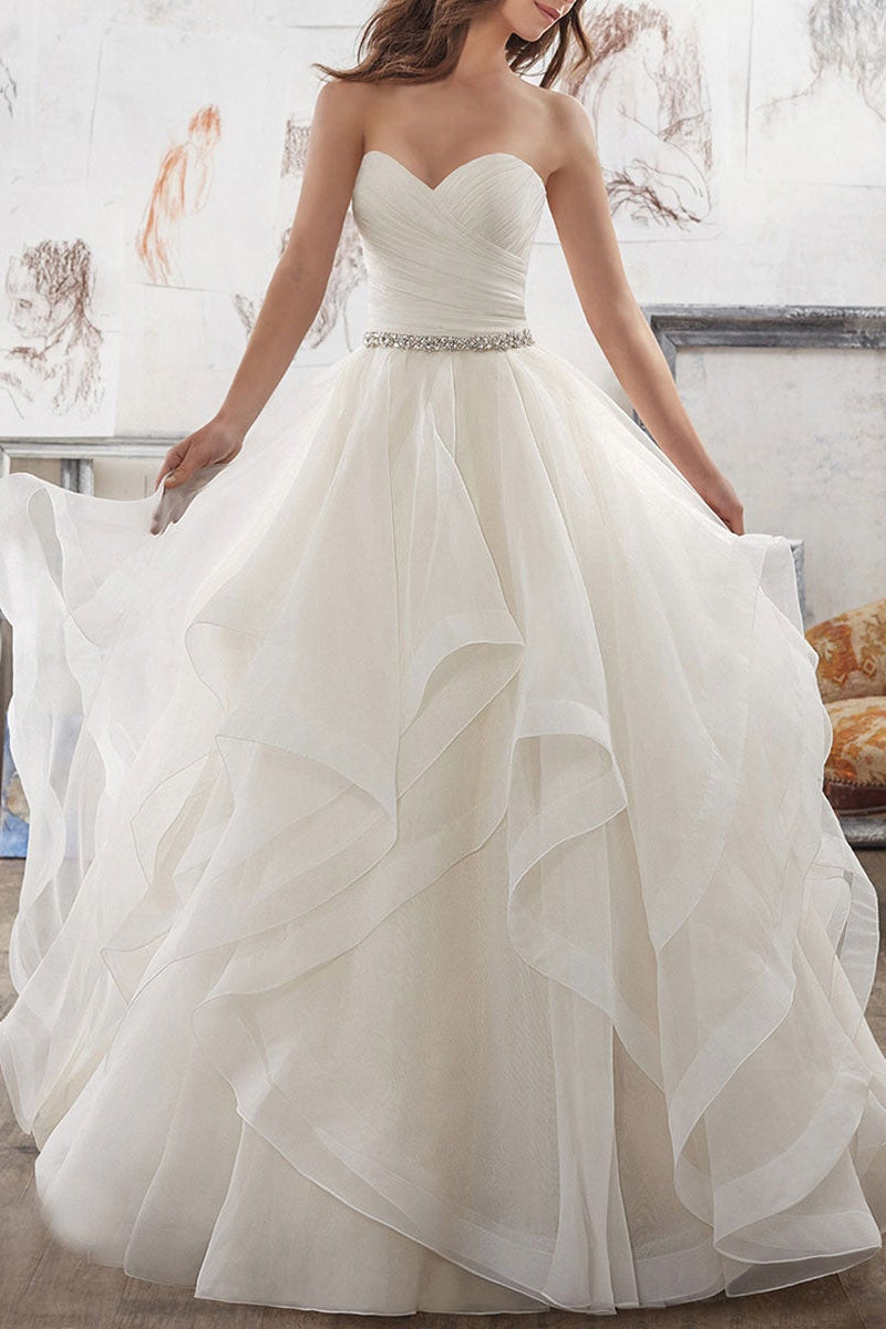 Sweetheart Tulle Wedding Dress with Ruffles BM bride