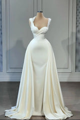 Elegant A-line Sweetheart Sleeveless Beading Wedding Dresses-BMbride.com