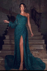 Elegant evening dresses dark green | Evening wear long lace-BMbride.com