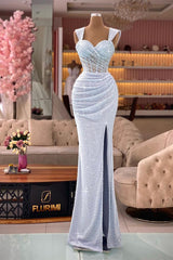 Elegant Sweetheart Sequined Sleeveless Prom Dress With Slit-BMbride.com