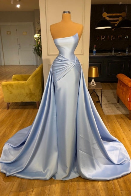 Light Blue A-line Sleeveless Evening Dresses Long Simple Prom Dresses-BMbride.com