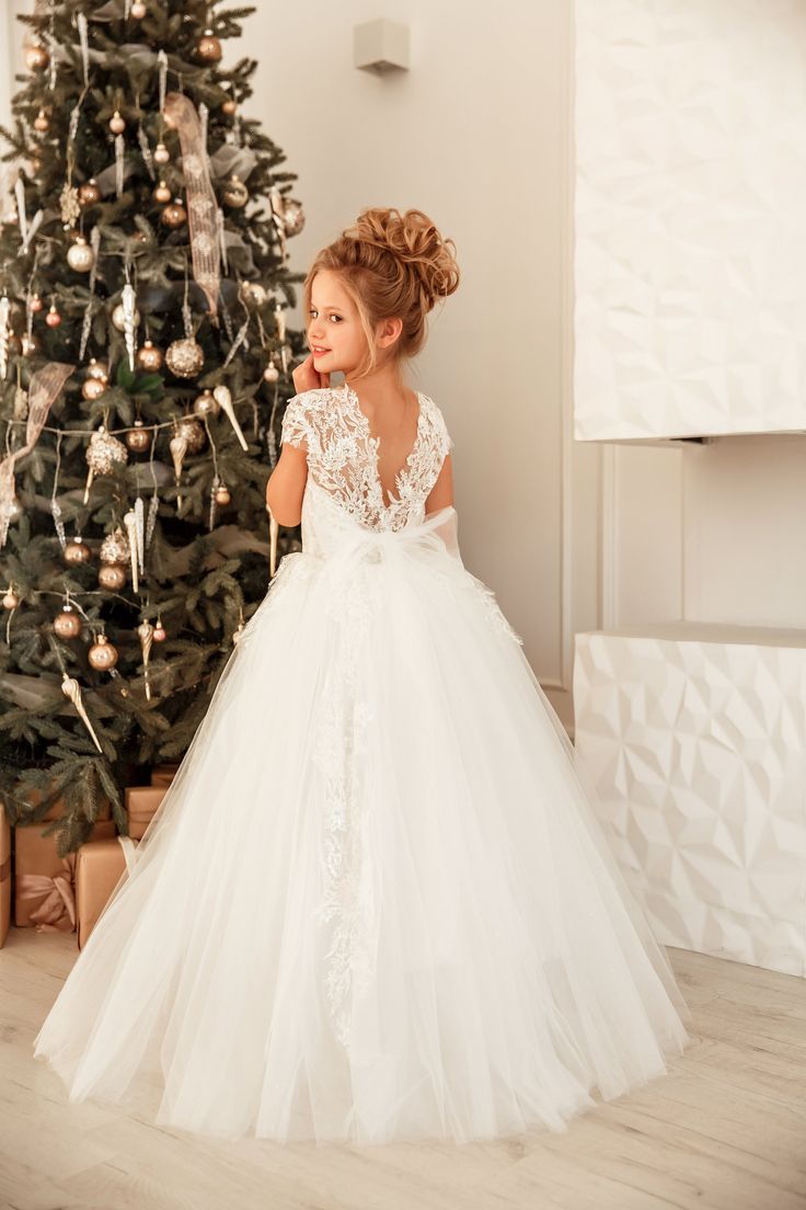 Lovely Long Princess Tulle Floor-length Flower Girl Dress-BMbride.com