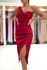 Red evening dresses short | Simple cocktail dress-BMbride.com