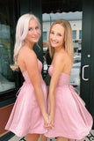 Simple Strapless Pink A-Line Short Homecoming Dress BM bride