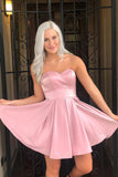 Simple Strapless Pink A-Line Short Homecoming Dress BM bride