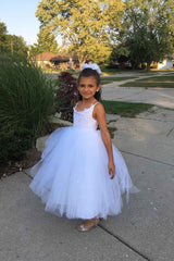 Square Neckline Sleeveless Ball Gown Flower Girls Dress-BMbride.com