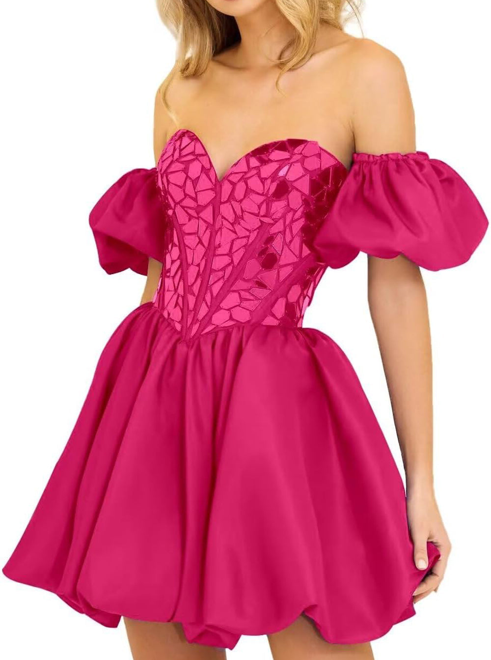 Stunning Off-the-Shoulder A Line Short Homecoming Dress BM bride