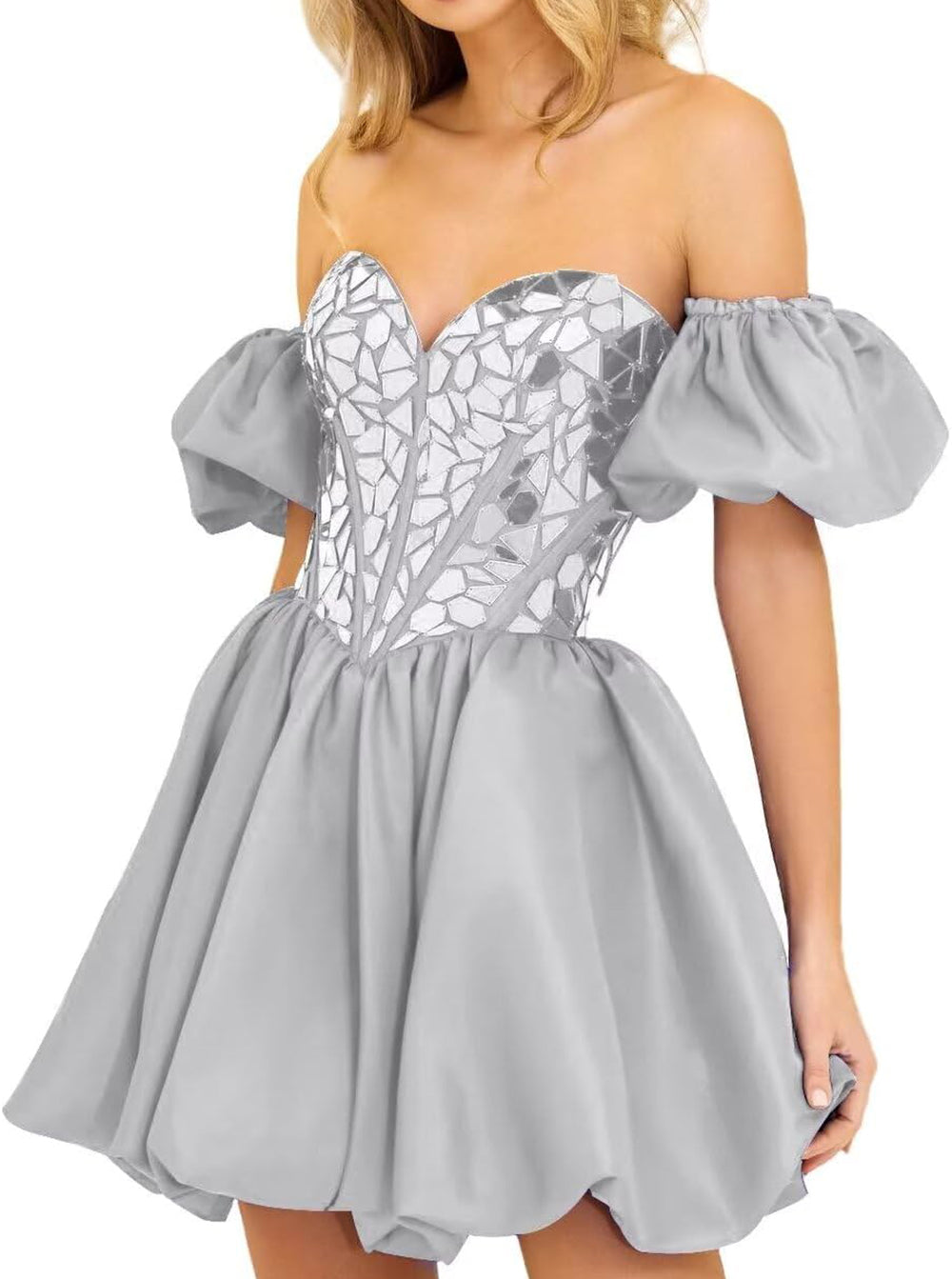 Stunning Off-the-Shoulder A Line Short Homecoming Dress BM bride